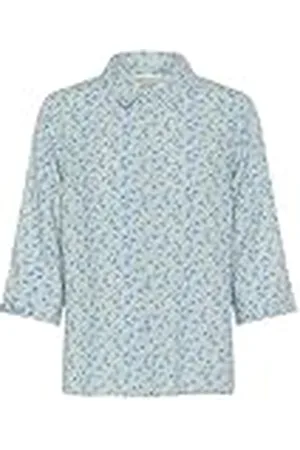Cream Damesshirt met 3/4 mouwen, regular fit, knopen, hiphlengte, spread kraag, , 36