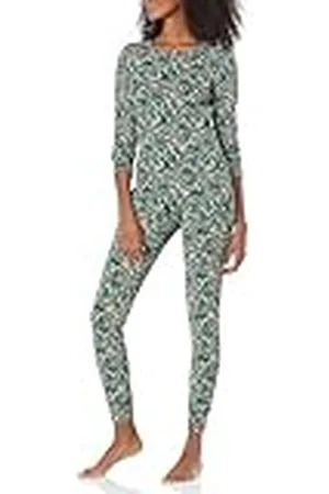 Amazon Katoenen pyjamaset voor dames (verkrijgbaar in grote maten), zwarte folkloric-snug fit, XL