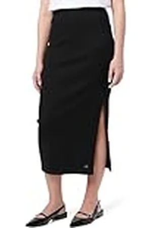 Calvin Klein CK JEANS Dames WOVEN LABEL RIB ROK J20J225331, zwart (K zwart), M, , M