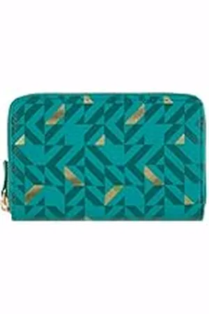 DRAEGER PARIS 1886 Paris 1886 Damesportemonnee gouden bladeren turquoise 15 x 2,5 x 9,5 cm
