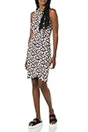 Amazon Dames mouwloze crossover twist hals faux wrap jurk, , S