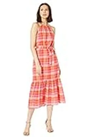 Tommy Hilfiger Halterjurk voor dames, met strikband, taille, gelaagde midi-jurk, , 36