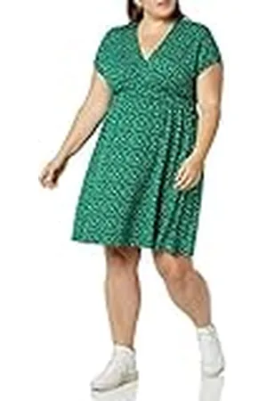 Amazon Surplice jurk voor dames (verkrijgbaar in grote maten), groene bloemen, XS