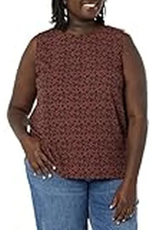 Amazon Dames Regular-Fit Mouwloze Ronde Hals Gelaagde Tanktop, Donker Toffee Bruin Bloemen, S