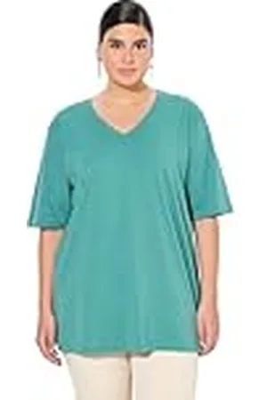 Ulla Popken Dames T-shirt, V-hals, relaxed, halflange mouwen tuniekshirt, , 42-44