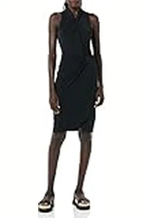 Amazon Dames Mouwloze Crossover Twist Neck Faux Wrap Jurk, , XX-Large