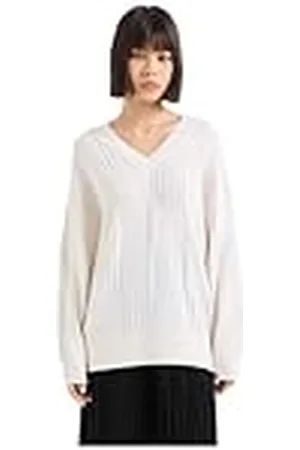 Armani Exchange Sustainable, V-hals, vierkante gebreide sweater voor dames, , S
