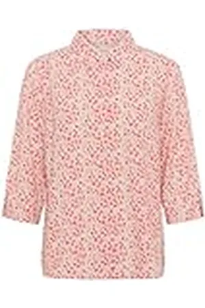 Cream Damesshirt met 3/4 mouwen, regular fit, knopen, hiphlengte, spread kraag, , 40