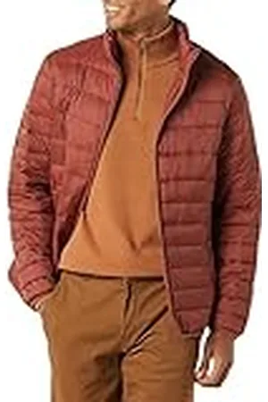 Amazon Opvouwbare lichtgewicht waterbestendige pufferjas voor heren (verkrijgbaar in groot en lang), rood (Earth Red), XL