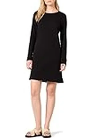 Amazon Vrouwen ronde hals lange mouwen Franse Terry Fleece boven-de-knie jurk, ,L-XL