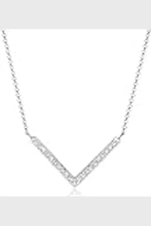 Elli Dameshalsketting V-ketting met kristallen, 45 cm lang, , Kristal