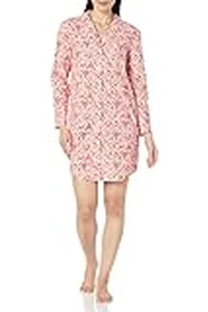 Amazon Dames geweven flanellen inkeping kraag (beschikbare maat), wit bos nachthemd, XXL Plus