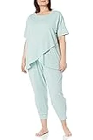 Amazon Katoenen pyjamaset voor dames, stoffig blauw, L