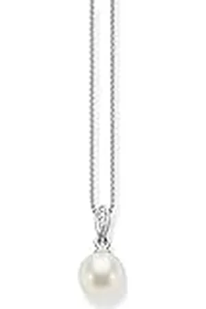 Thomas Sabo Damesketting met hanger 925 parel wit ovaal geslepen zirkonia 42 cm - SCKE150060, 38 cm, Sterling , Parel Zirkonia
