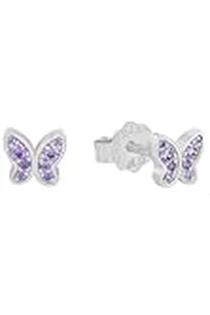 QS by s.Oliver Oorbellen 925 sterling zilveren meisjes kindersieraden, met zirkonia synth., 0,6 cm, zilver, vlinder, Wordt geleverd in sieraden geschenkverpakking, 2036450