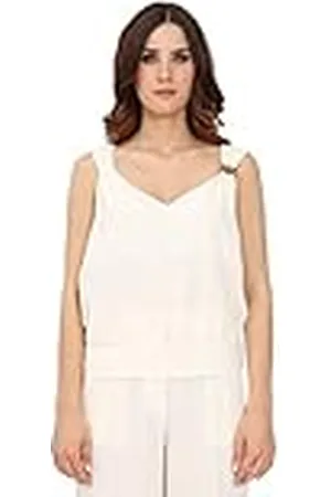 Pinko TEUDOSIA Top Crepe Fluido Tanktop voor dames, O62_Pergamena Past, 42
