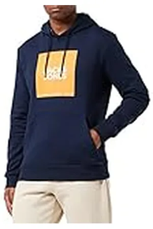 JACK & JONES JJLOCK Sweat Hood Pullover met capuchon, Sky Captain/Print: Big Col.Exuberance, L