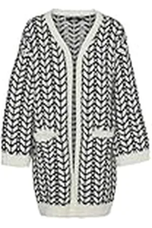 VERO MODA VMCORETTA LS Long Open Cardigan GA, Birch/Detail:w. Black, S