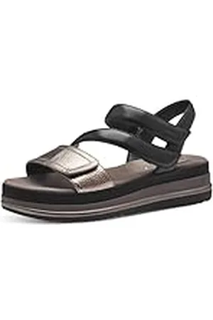 Tamaris Comfort 8-88702-42 098 Comb Wedge Plateau voor dames, comfortabele extra brede alledaagse schoen, feestelijk, elegant, platte sandalen, 38 EU breed, Com., 38 EU Breed