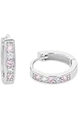 Amor Creoles 925 Sterling Zilveren Meisjes Oorsieraden, Met Zirkonia Synth., 1,2 cm, Zilver, Wordt Geleverd In Sieradendoosje, 9257041