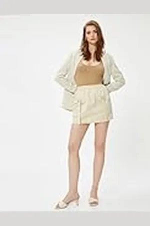 Koton Dames Cargo Pocket Linen Mini Skirt, , 34
