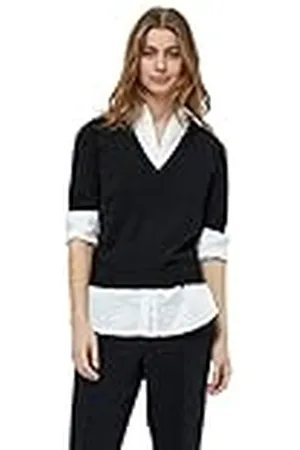 Minus Dames Milla T-shirt met V-hals, zwart, L