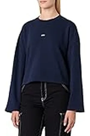 JACK & JONES JXABBIE LS Wide Every Brush Crew SN sweatshirt, Navy Blazer/Print: White JJXX Logo, M, , M