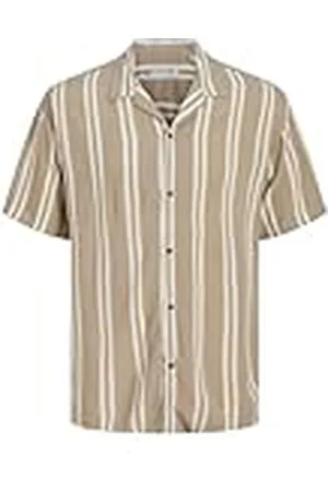 JACK & JONES JJEJEFF Stripe Resort Shirt SS SN, , XL