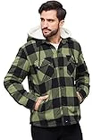 Brandit Houthakkerjack met capuchon voor heren, zwart/olijfgroen, 3XL