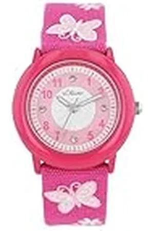 QS by s.Oliver Polshorloge voor kinderen, analoog, met nylon/textiel armband, zilver, 3 bar waterdicht, wordt geleverd in horloges, geschenkdoos, , Riemen.