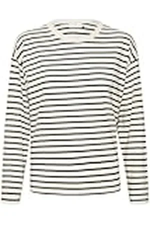 Kaffe Dames T-shirt met lange mouwen Boxy Fit Crew Neck Striped Tee Cotton Jersey Dames, , XL