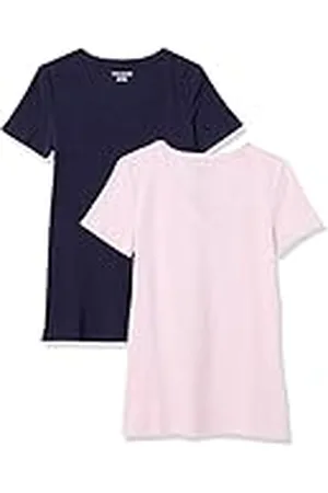 Amazon Dames Classic-Fit T-shirt met korte mouwen en V-hals, verpakking van 2 stuks, , maat L