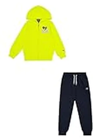 Champion Legacy Play With Graphics B (306913) - Ultra-light Soft Compact Powerblend Fleece trainingspak met capuchon, meerkleurig Sulfo/Navy Blue (ALO/NNY), kinderen FW24, 13-14 jaar (XL)
