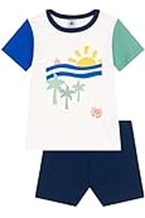 Petit Bateau Jongens A0D76 Pyjacourt, Wit/Veelkleurig, 10 jaar, , 10 Jaar