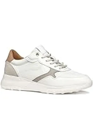 Geox D ALLENIEE A Sneakers, Optic White/Lt Taupe, 37 EU, , 37 EU