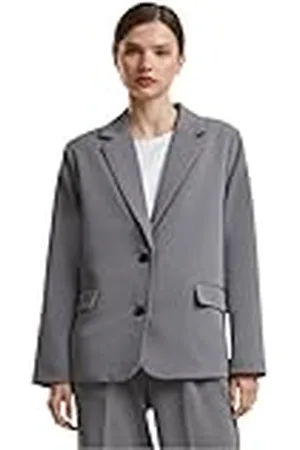 Urban classics Damesblazer, lange blazer met sjaalkraag voor dames, losse pasvorm, , S
