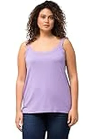 Ulla Popken Grote maten dames grote maat tot 62+, basic top, spaghetti-top, top met smalle bandjes, effen bandjes, slim fit, 704930, , 62-64