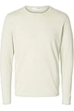 SELECTED Selected heren ronde hals pullover SLHROME S M L XL XXL zwart grijs blauw katoen, maat: L, kleur: Oatmeal_Melange 16079774, , L