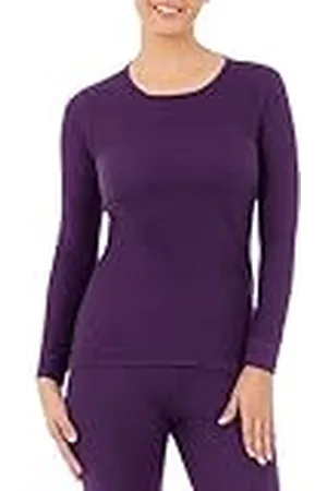 Fruit Of The Loom Dames Micro Waffle Thermal Crew Top Pyjama, Violet, 8X