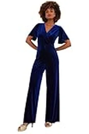 Joe Browns Dames Velours Flutter Sleeve Mock Wrap Brede Pijpen Jumpsuit, , 10, , 36