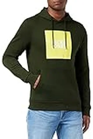 JACK & JONES JJLOCK Sweat Hood Pullover met capuchon, roze/print: grote col.blazing geel, M