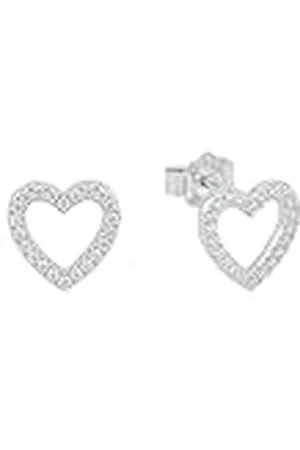 QS by s.Oliver Oorbellen 925 sterling zilveren dames oorbellen, met zirkonia synth., 0,9 cm, , hart, Wordt geleverd in sieraden geschenkverpakking, 2017259