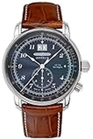 Zeppelin Los Angeles Big Date GMT 8644 herenhorloge met leren band serie LZ126, , Klassiek