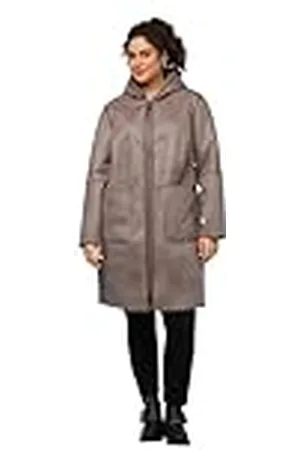 Ulla Popken Shearling Damesmantel met capuchon, , 46/48 grote maten