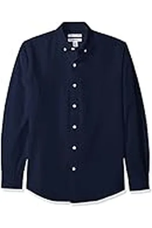 Amazon Slim-Fit Lange Mouw Effen Oxford Shirt Knop, Navy, S