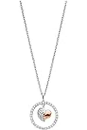Engelsrufer Ketting hartvleugel tweekleurig voor dames van 925 sterling zilver - zirkonia - karabijnsluiting - lengte: 42 + 4 + 4 cm, 50 cm, Sterling zilver, Zirkonia