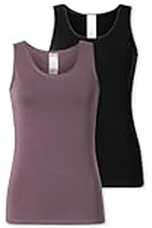 Schiesser Dames 2 PACK Onderhemd Tanktops met Kant Katoen Mix Modern Multipacks Ondergoed, , 46, , 46