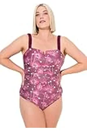Ulla Popken Dames grote maten grote maten plus size badpak scrunch bandjes buikversteviging, , 58