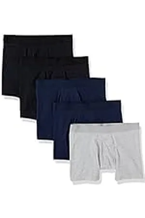Amazon Heren katoenen jersey boxershort (verkrijgbaar in groot en lang), pak van 5, zwart/grijs heather/marineblauw, XS