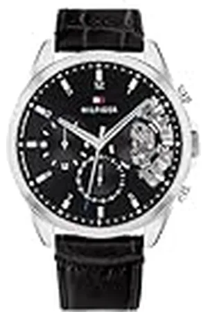 Tommy Hilfiger Analoog kwartshorloge voor heren, met lederen armband 1710449, strepen